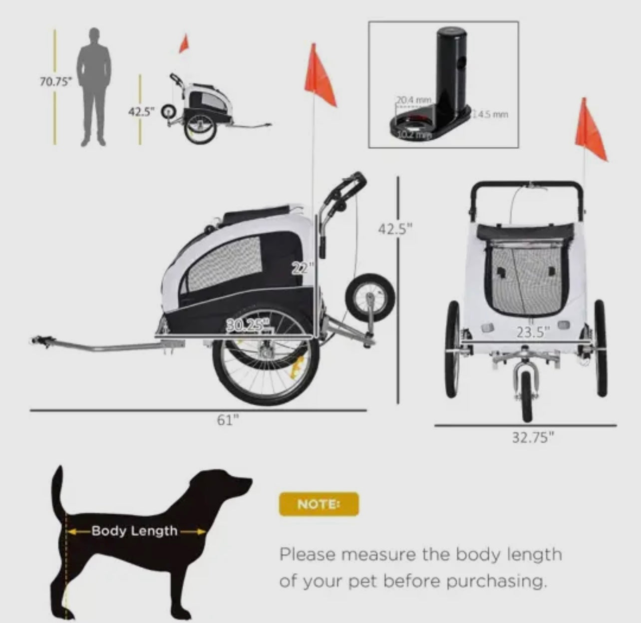 Elite II 2 in 1 Pet Bike Trailer and Stroller