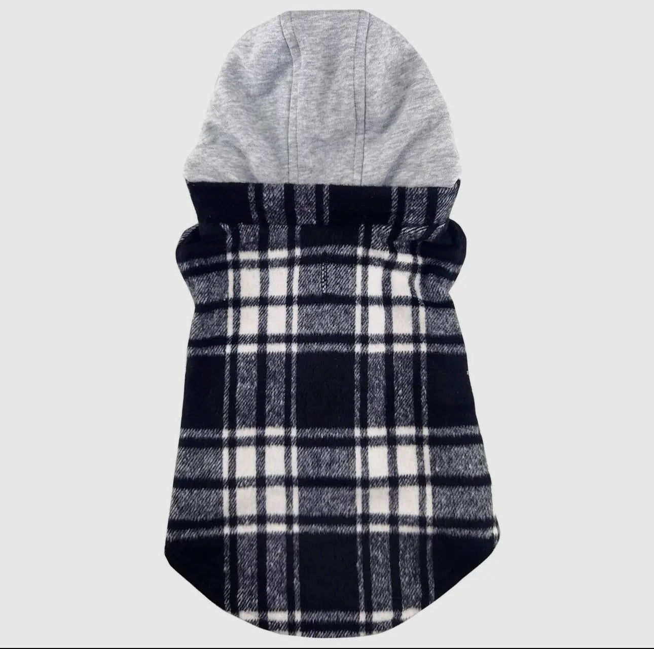 Weekender Black and White Plaid Flannel Hoodie Dog Sweatshirt