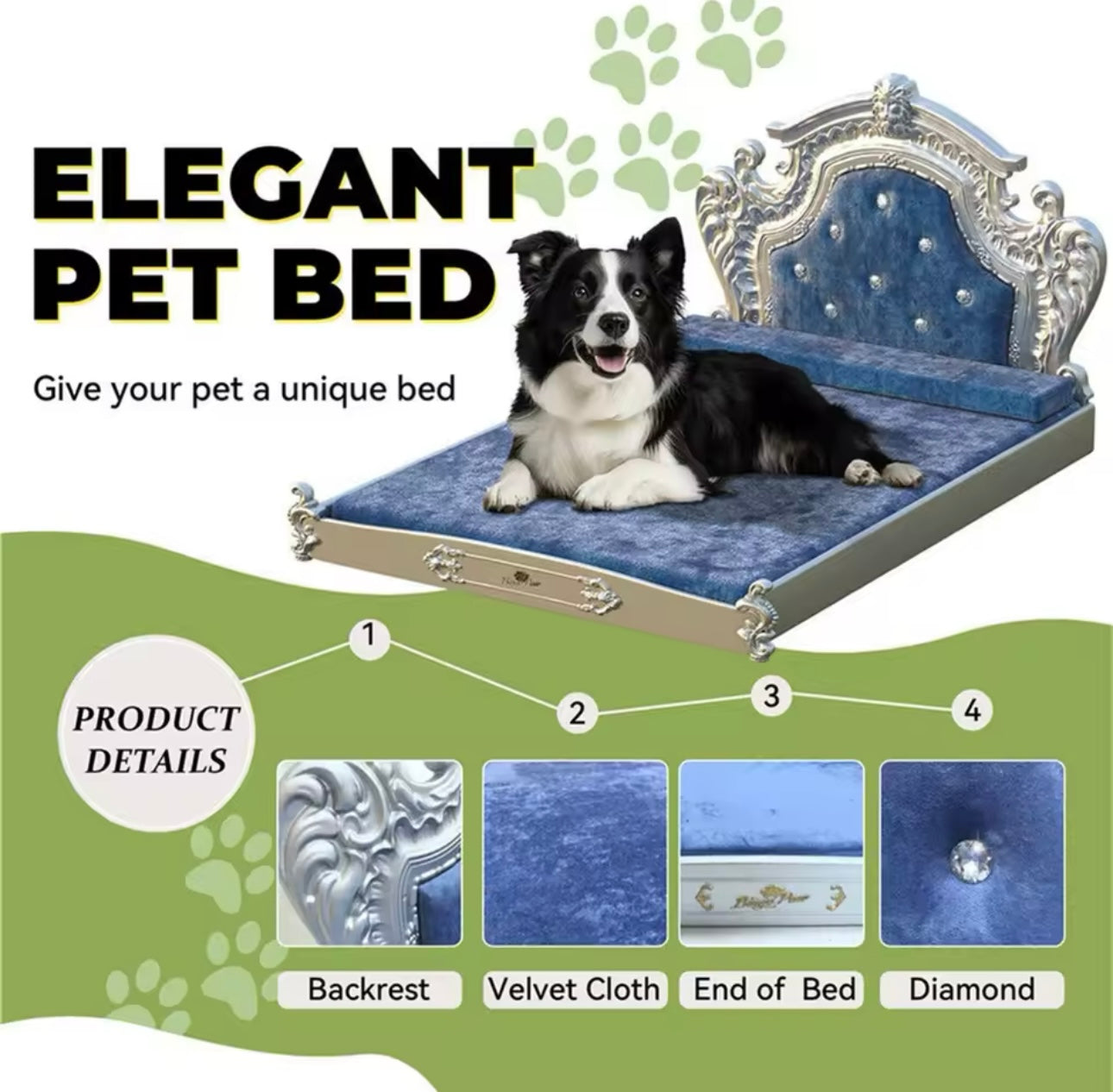 Glam Velvet Diamond Pet Bed