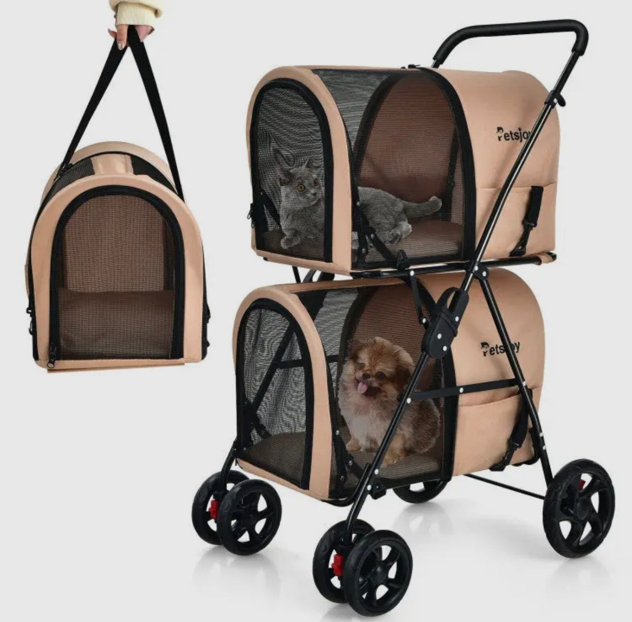 Double Folding 4 in 1 Pet Stroller