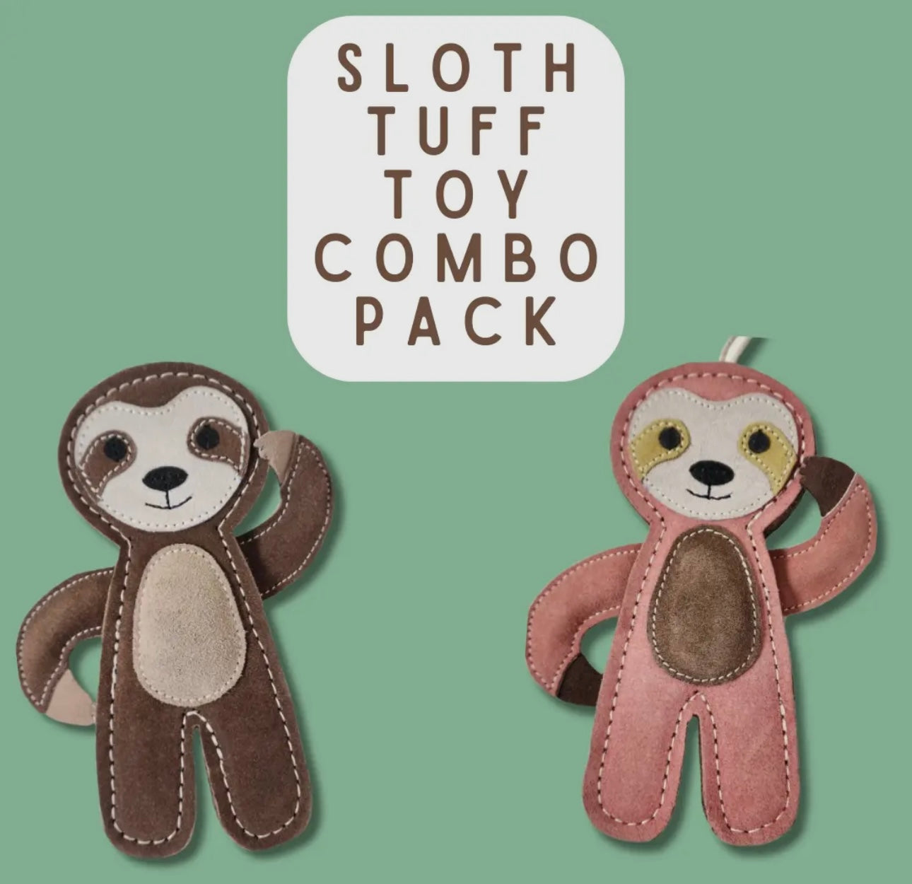 Tuff Toys Pet Friendly Eco-Sourced Sloth Leather Dog Toy