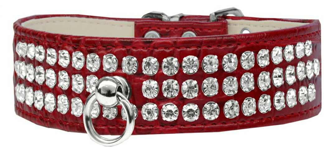 BLING RHINESTONE DESIGNER CROC DOG COLLAR - MULTIPLE COLORS