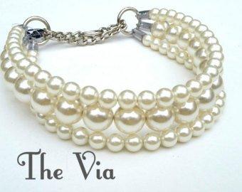 "The Via" in Ivory ~ Glam Pearl Dog Collar
