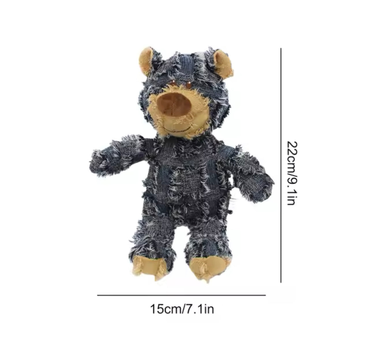 Teddy Bear Denim Plush Interactive Sound Making Dog Toy