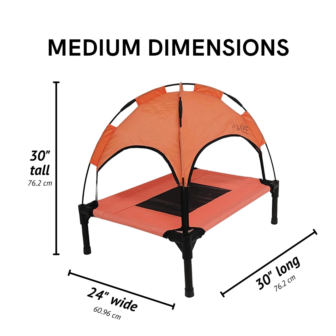 Midlee Salmon Dog Cot with Canopy