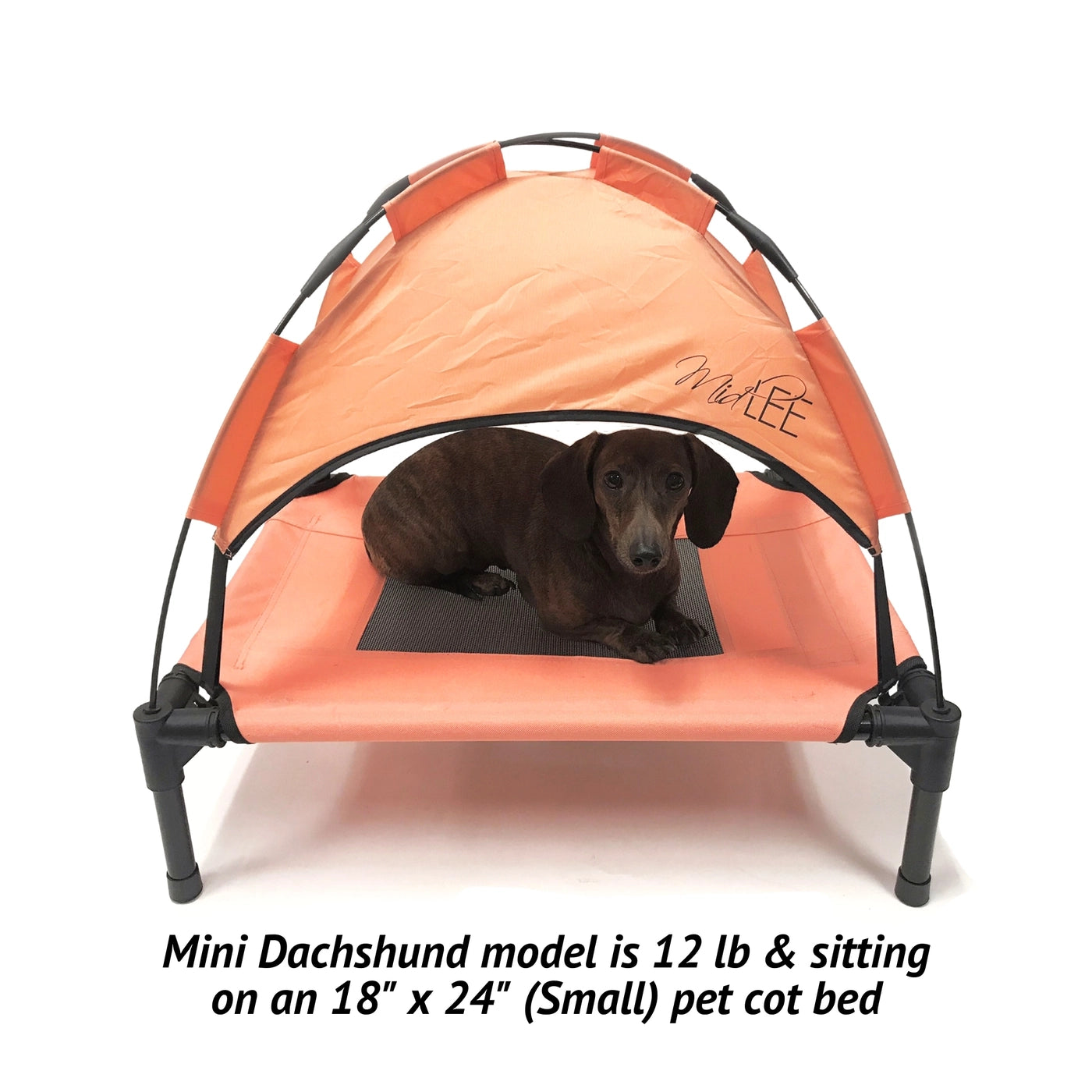 Midlee Salmon Dog Cot with Canopy