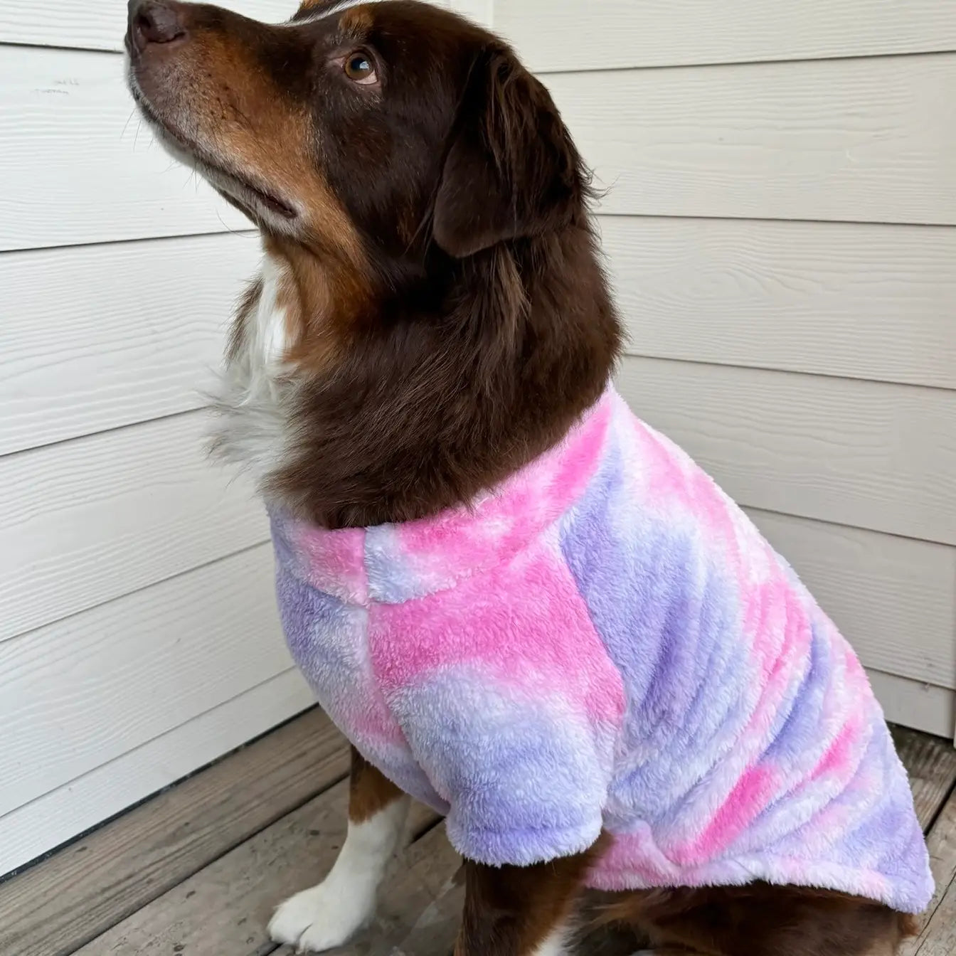 Tie Dye Pink & Purple Soft Plush Dog Pullover