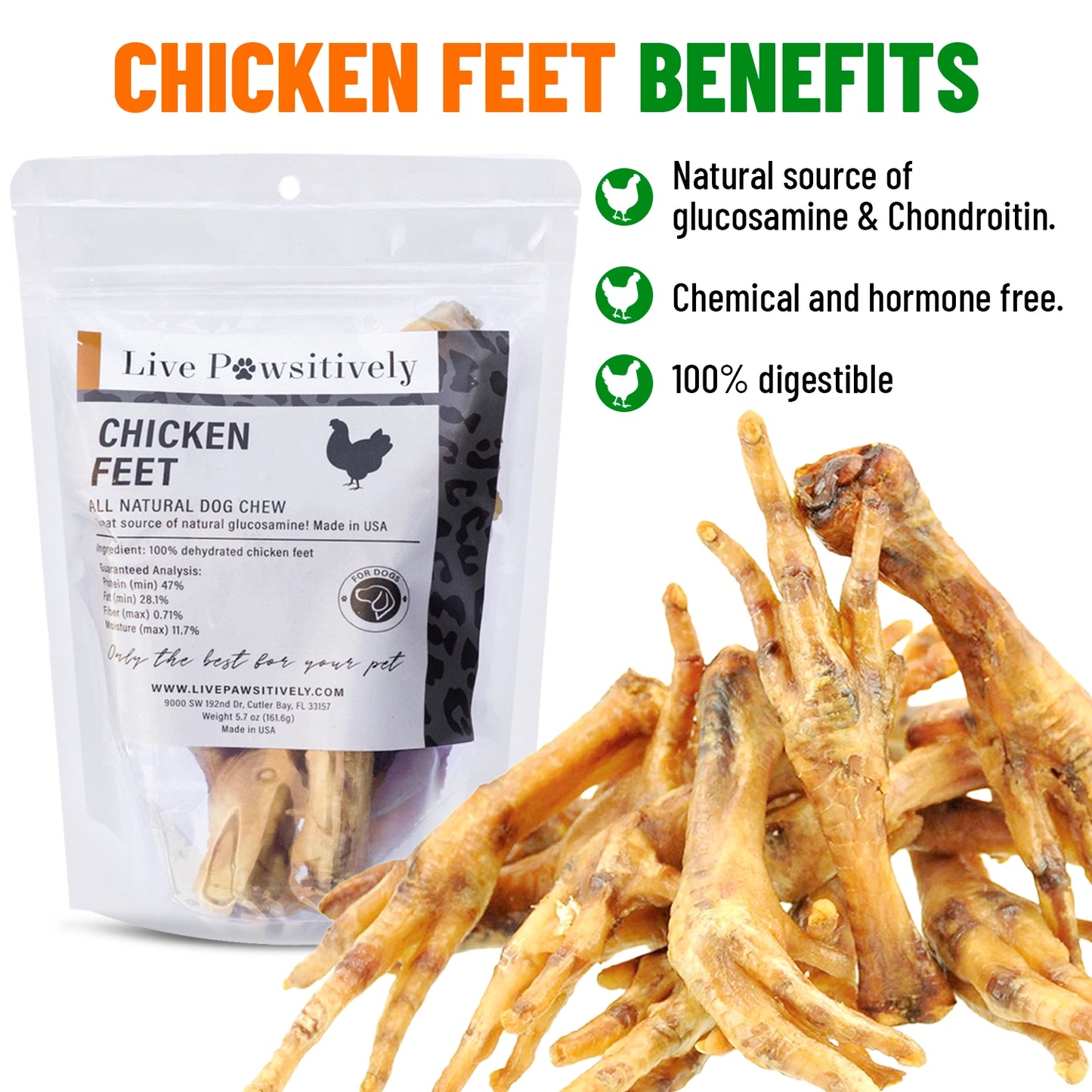 Chicken Feet Dog Chew - 10 Pack