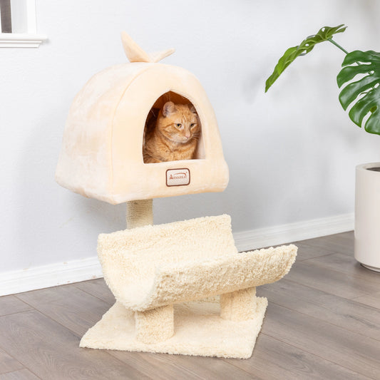 Real Wood Cat Condo and Scratching Post