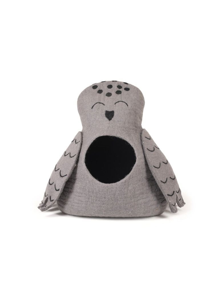 Felt Handmade Gray Owl Shaped Cat Cave