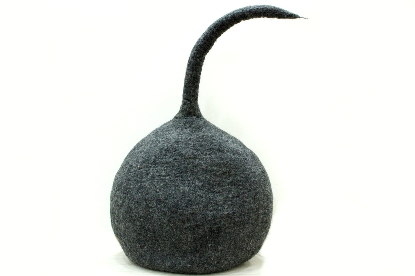 Felt Handmade Dark Gray with Purple Flower Design Cat Cave