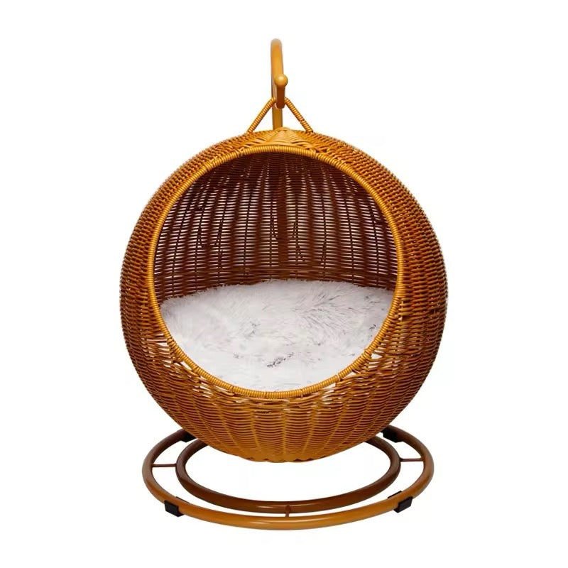 Rattan Round Hanging Pet Basket Bed