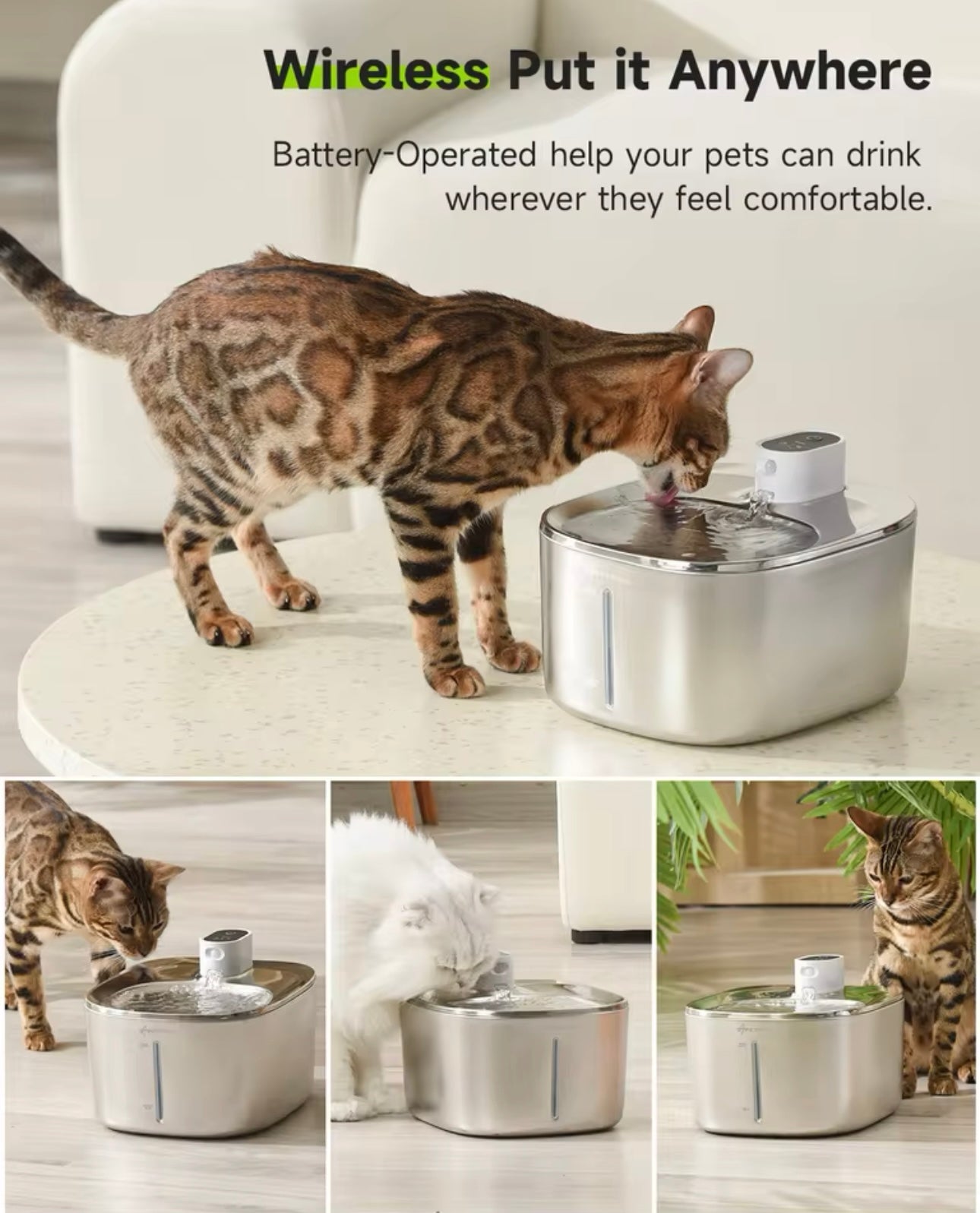 Wireless 6 Layer Filtration Ultra Quiet Drinking Fountain