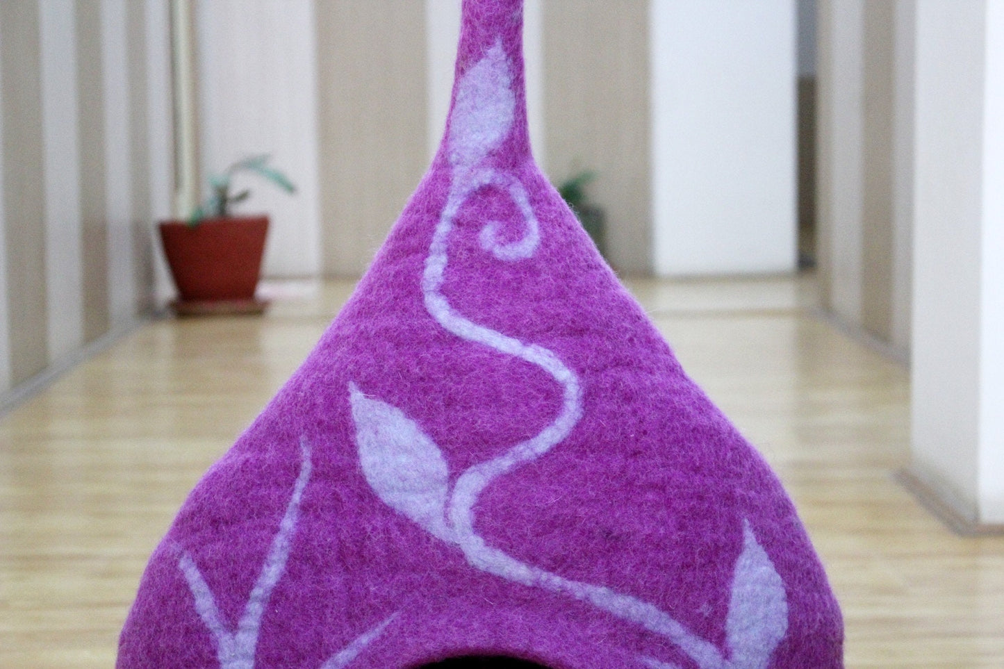 Felt Handmade Purple with Blue Ivy Design Cat Cave