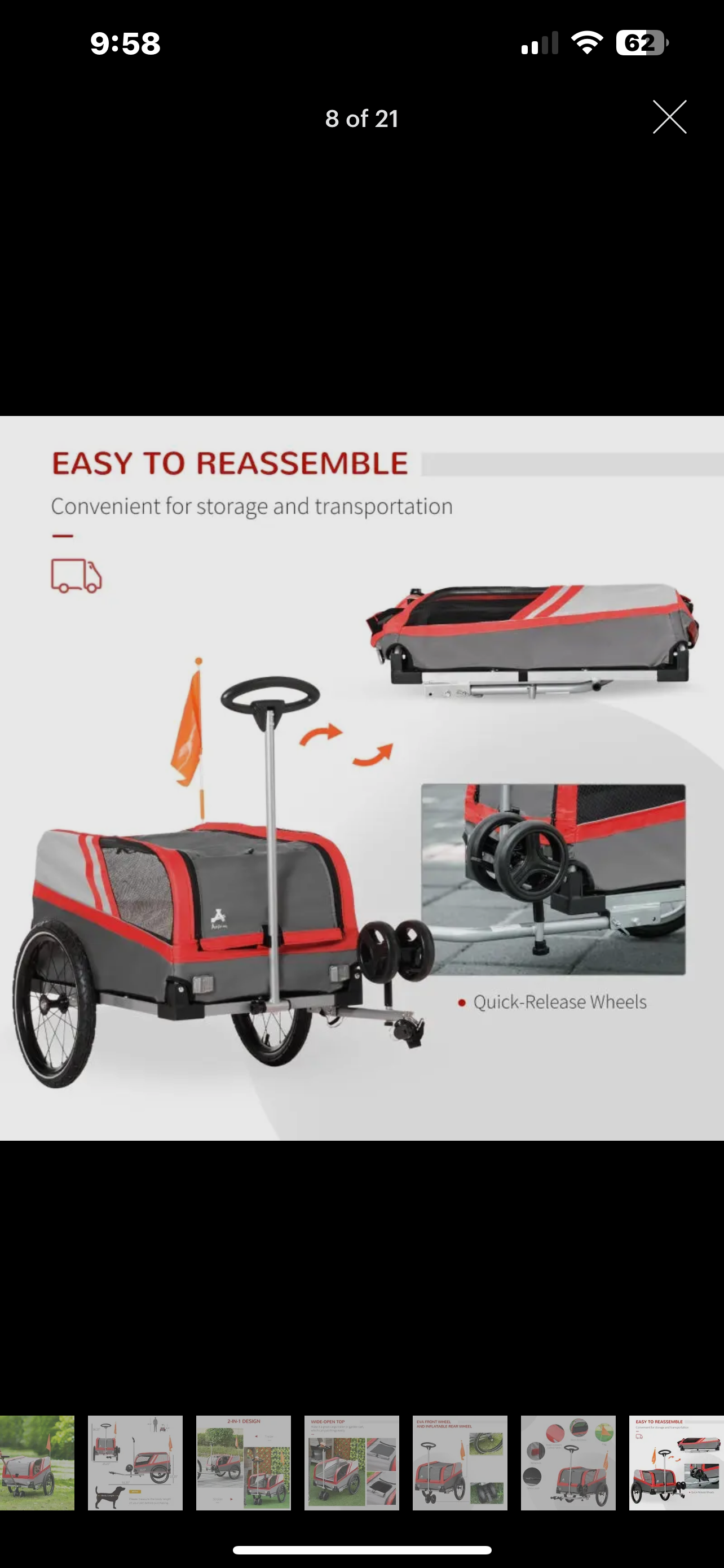 Pet Bike Trailer 2 in 1 Travel Stroller