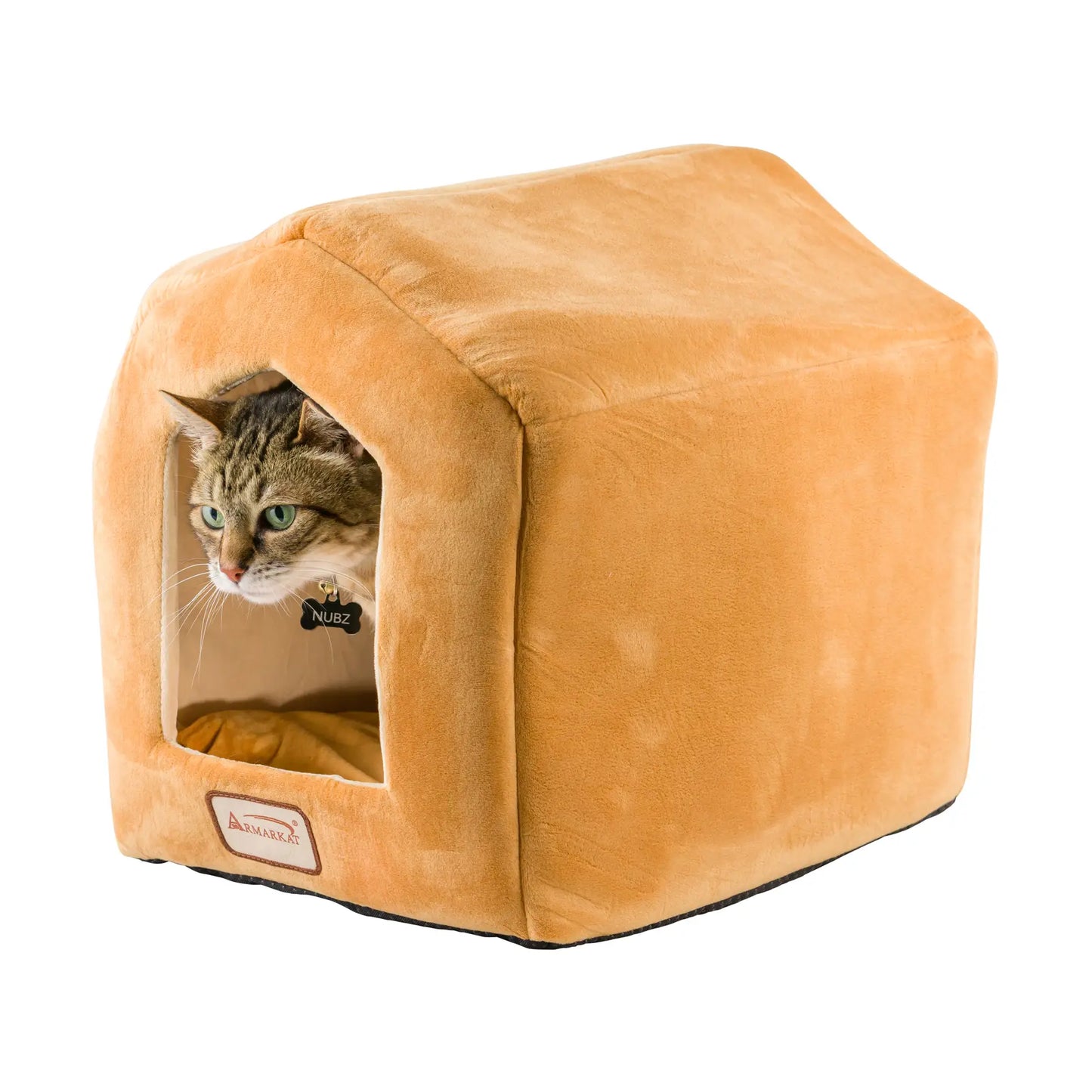 Velvet Beige Cat Indoor House
