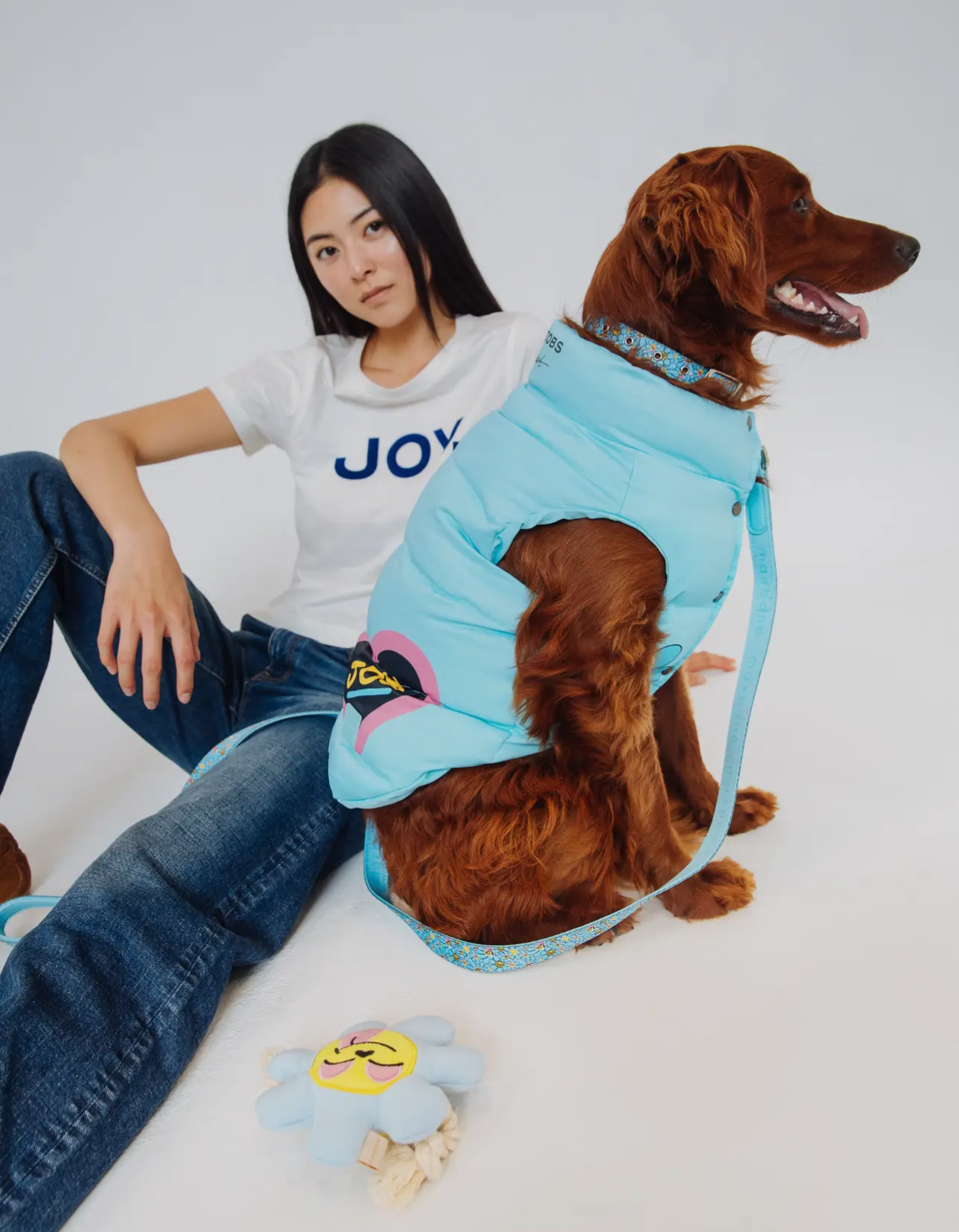 Marc Jacobs x Hattie Stewart Blue Butterfly Flower Design Puffer Dog Vest