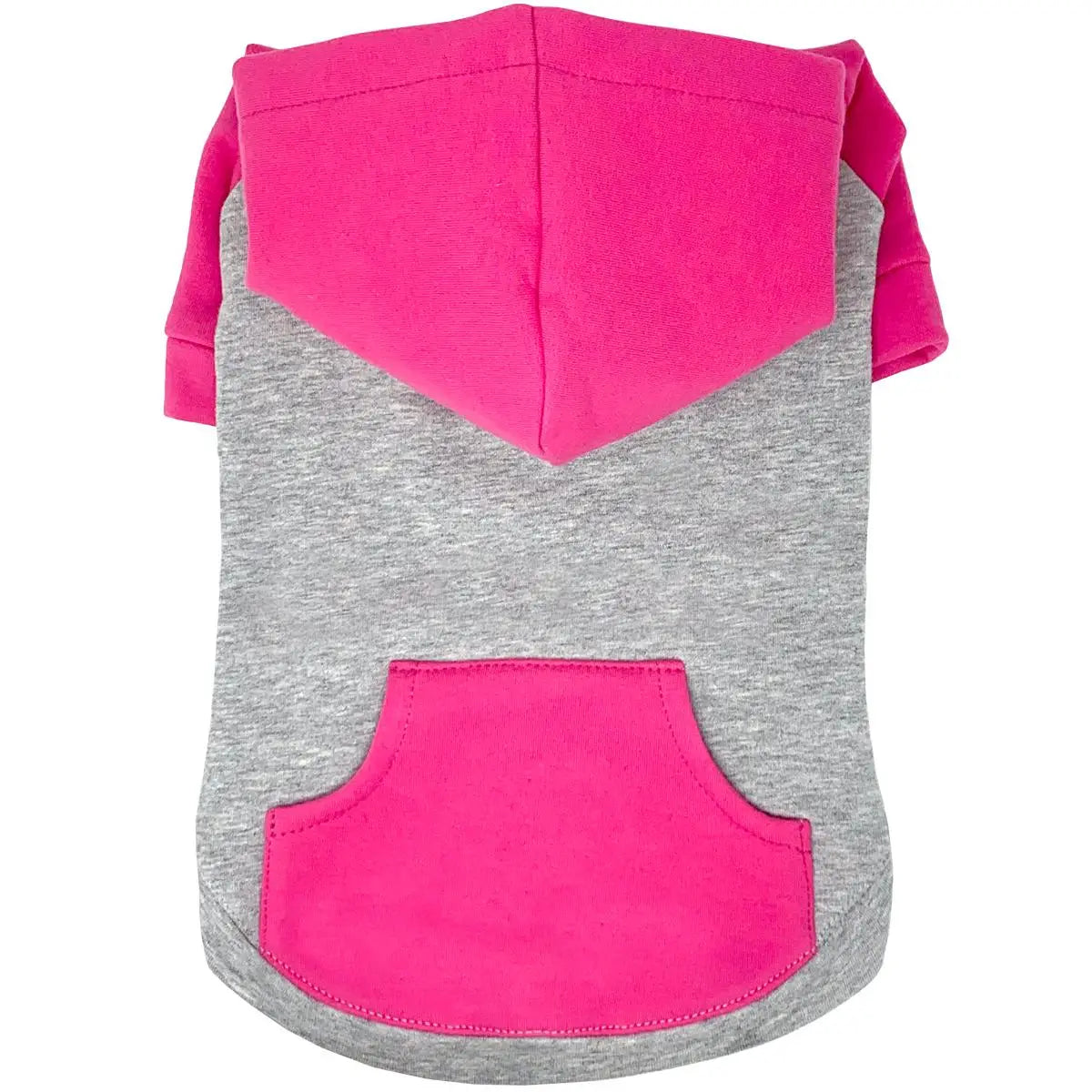 Color Block Dog Hoodie - Pink on Gray
