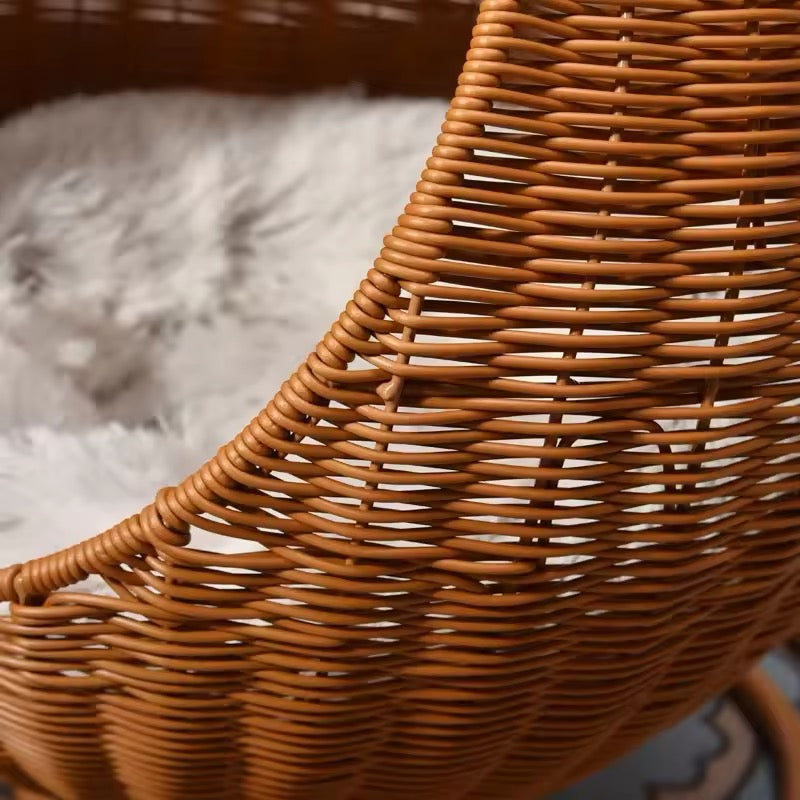 Rattan Round Hanging Pet Basket Bed