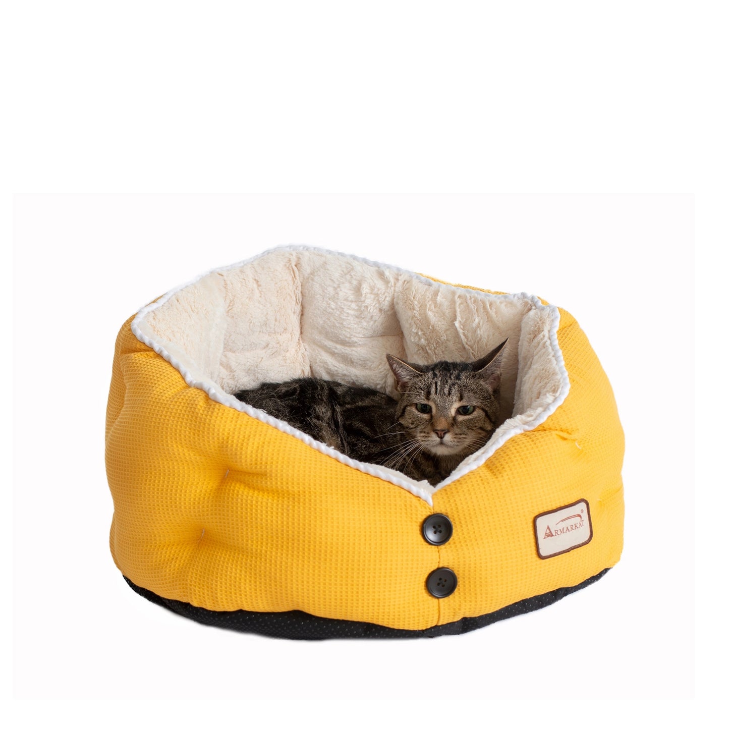 Buttoned Up Fluffy Cat Bed 20”