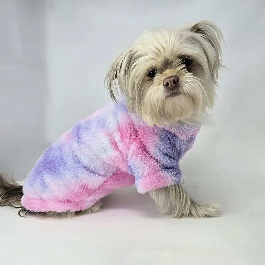 Tie Dye Pink & Purple Soft Plush Dog Pullover