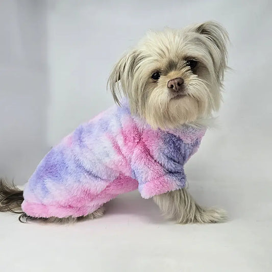 Tie Dye Pink & Purple Soft Plush Dog Pullover