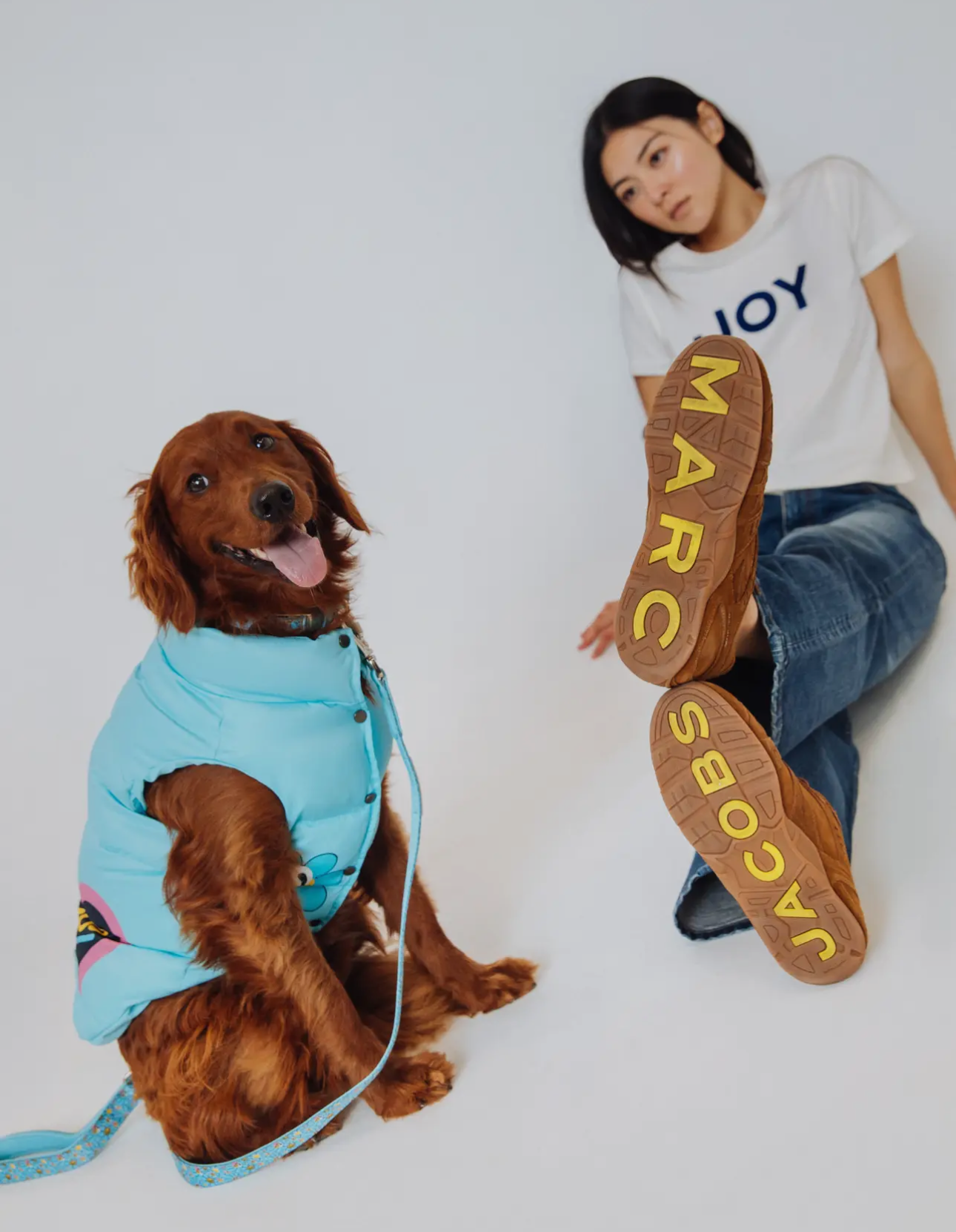 Marc Jacobs x Hattie Stewart Blue Butterfly Flower Design Puffer Dog Vest