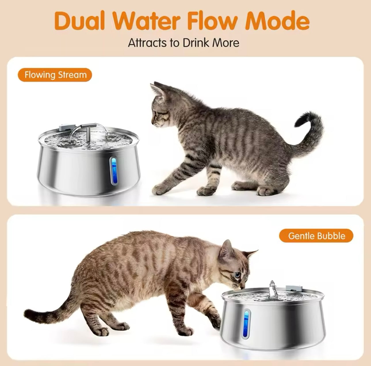 Double Spout Multi Filtration Ultra Quiet BPA Free Stainless Steel Drinking Fountain