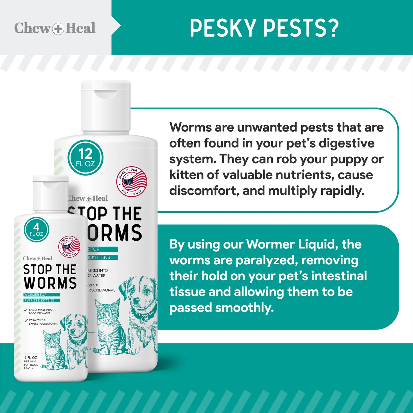 Stop the Worms Dewormer Liquid For Dogs and Cats