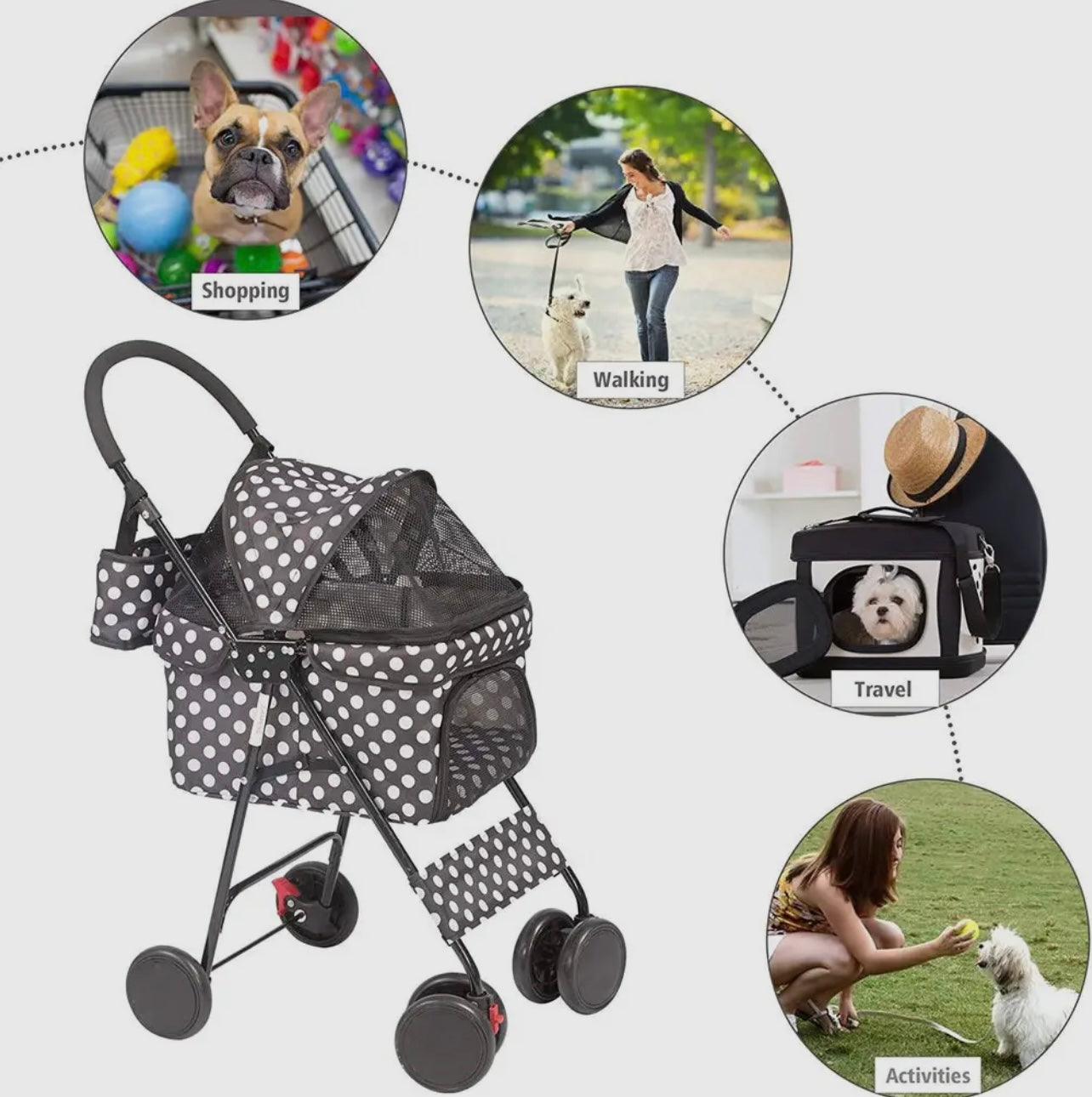 Polka Dot Pet Stroller