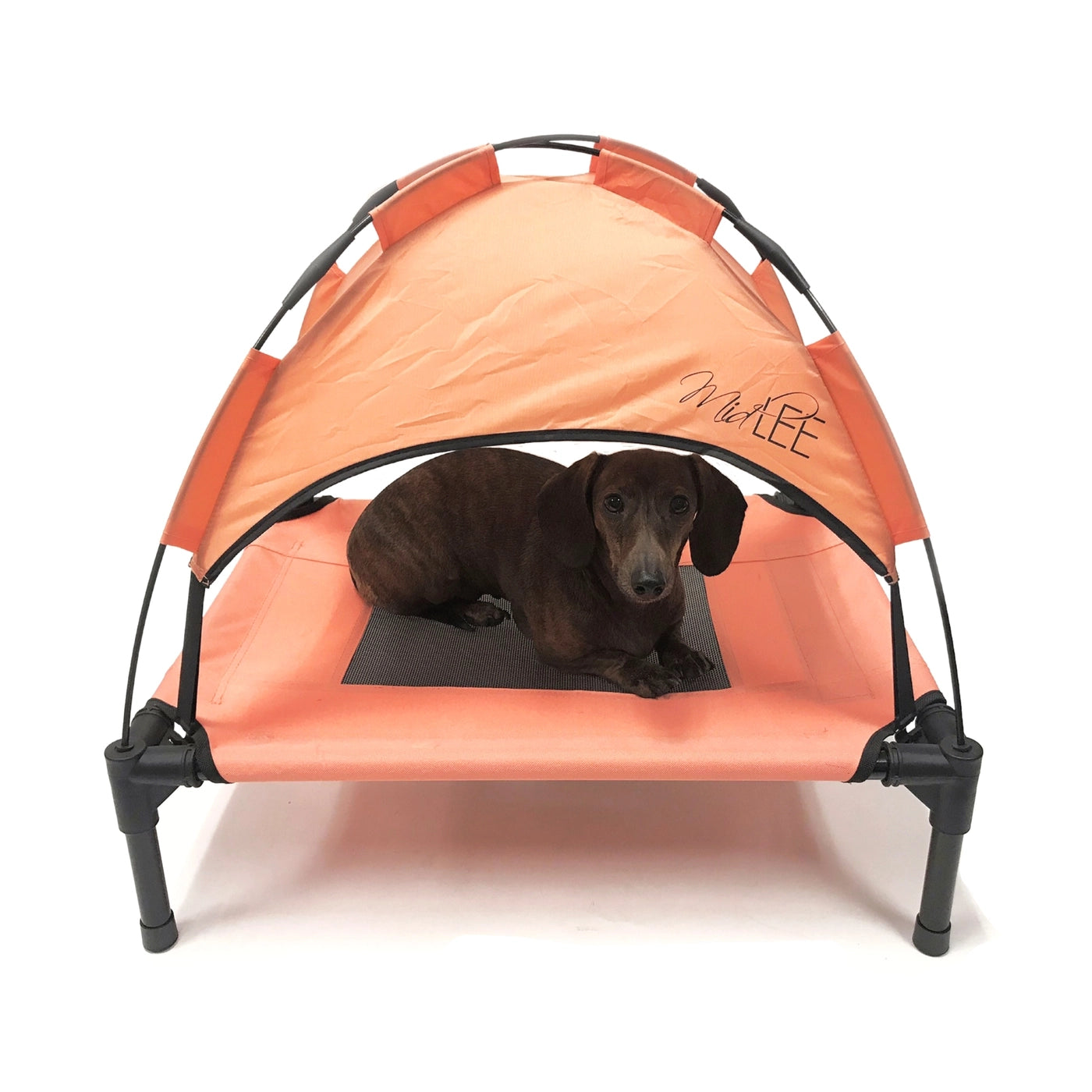 Midlee Salmon Dog Cot with Canopy