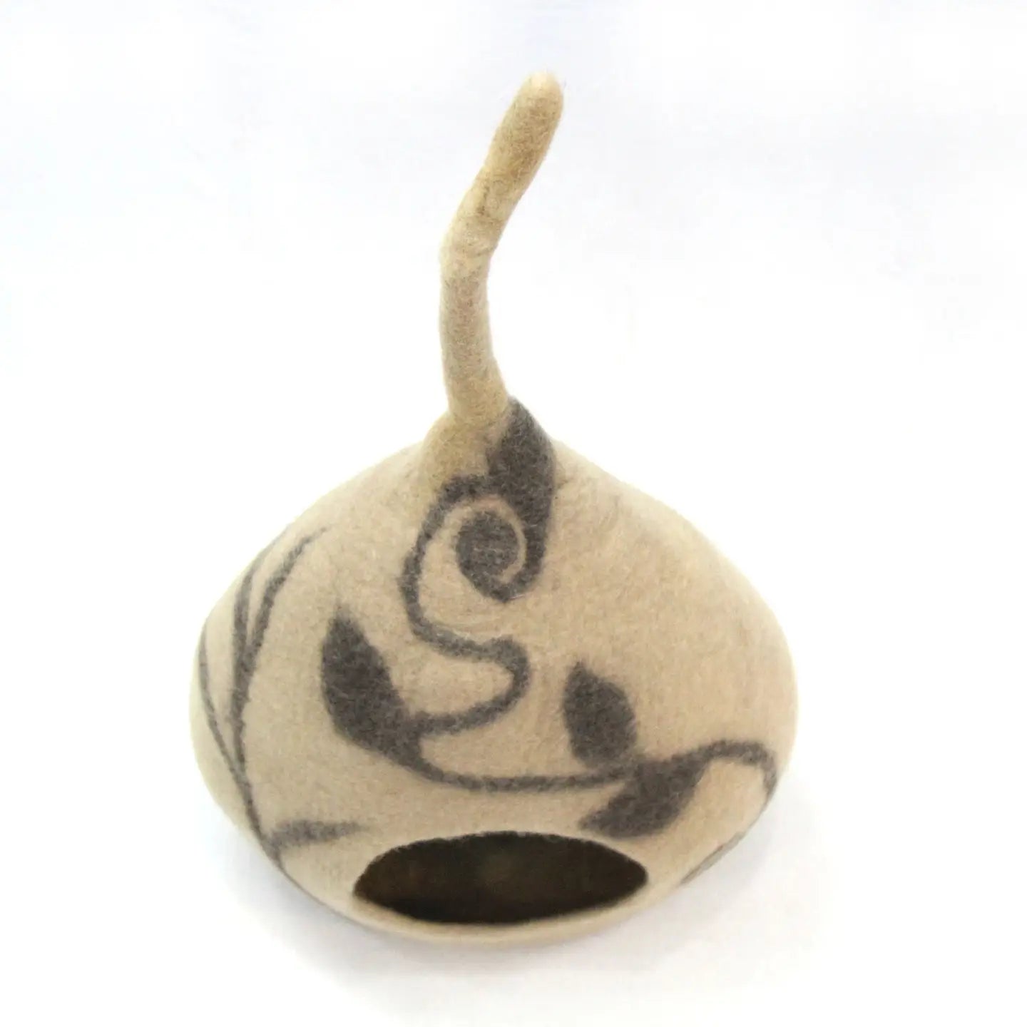 Felt Handmade Ivory and Beige Ivy Design Cat Cave