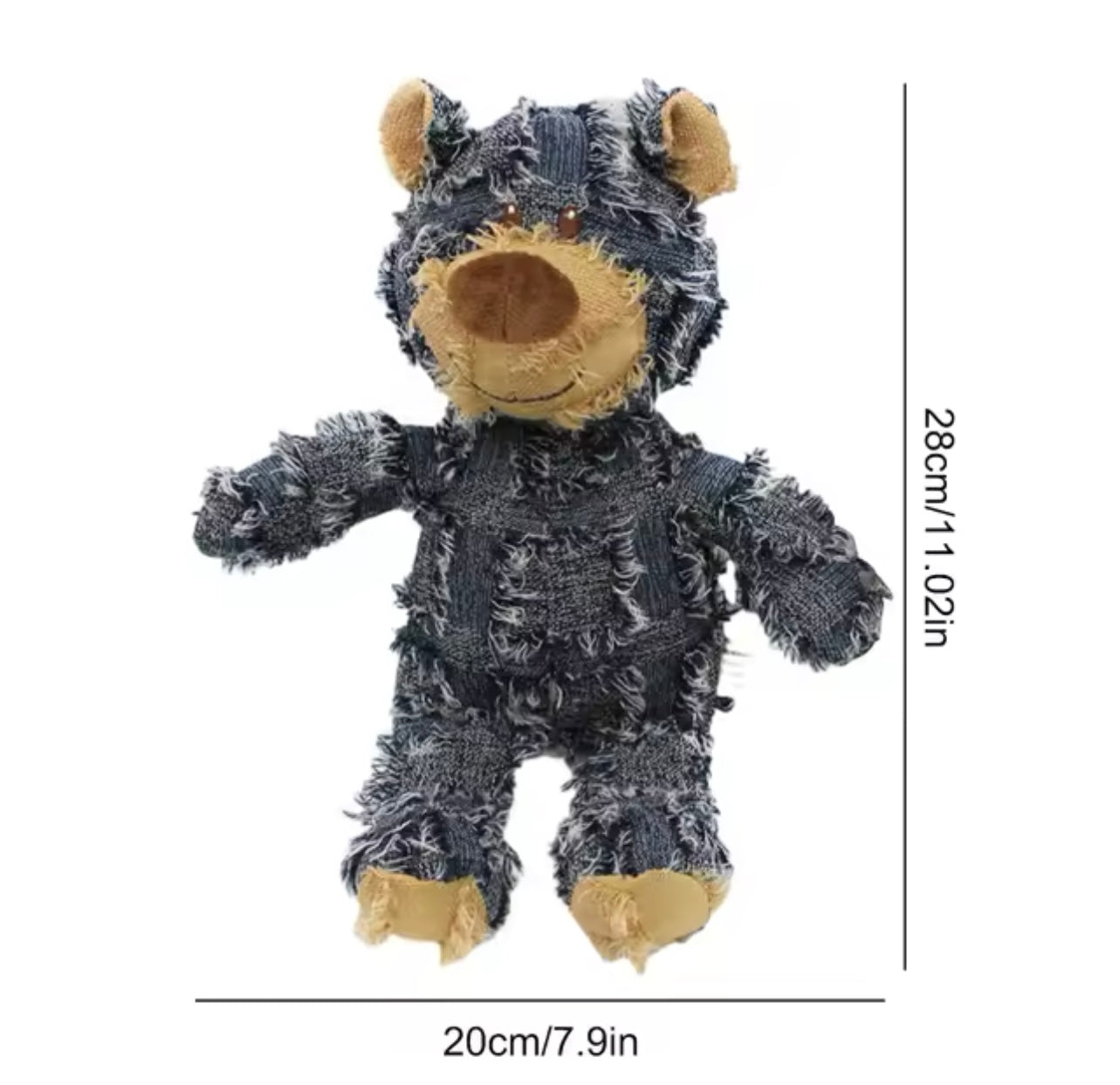 Teddy Bear Denim Plush Interactive Sound Making Dog Toy