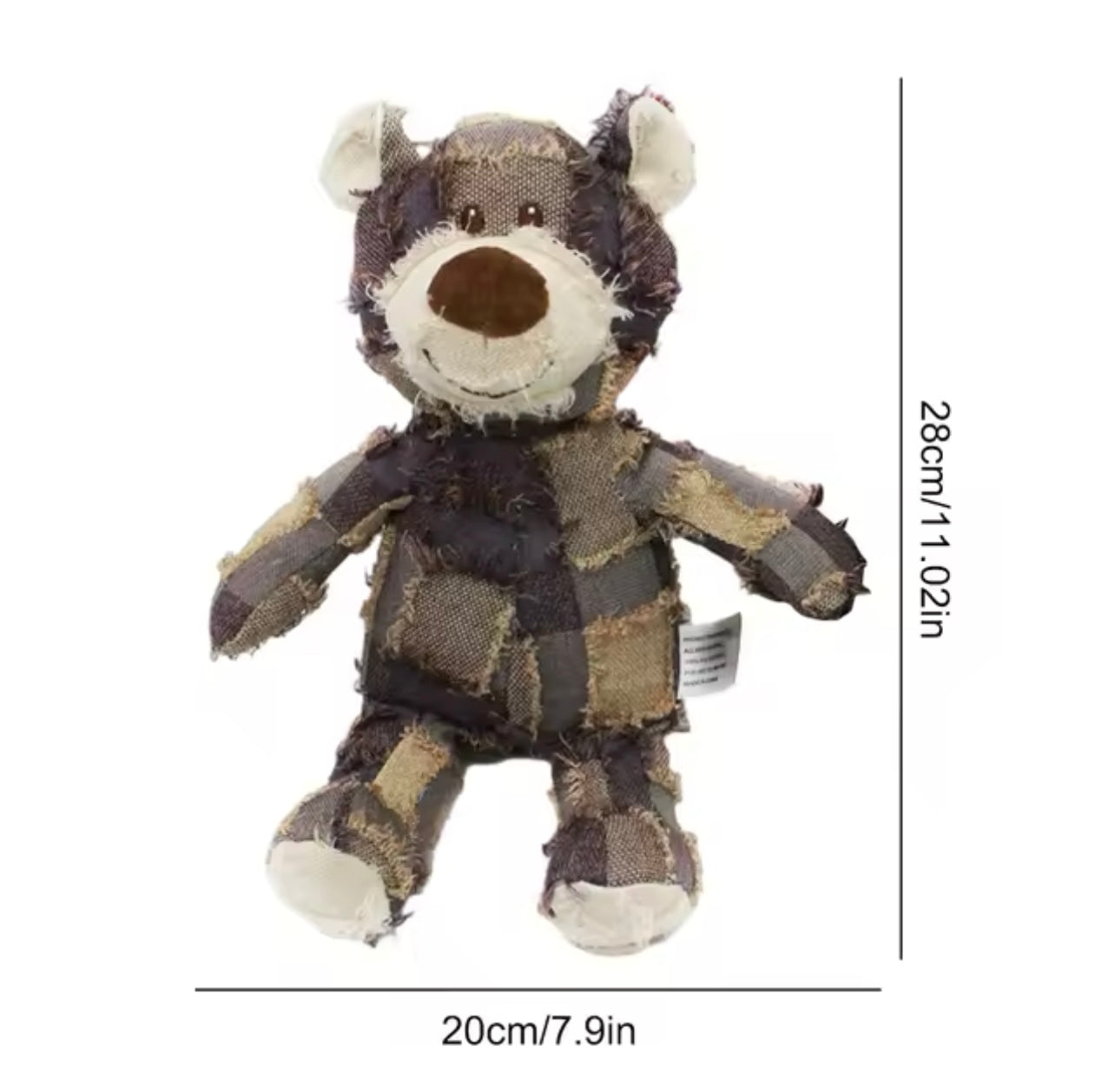 Teddy Bear Denim Plush Interactive Sound Making Dog Toy