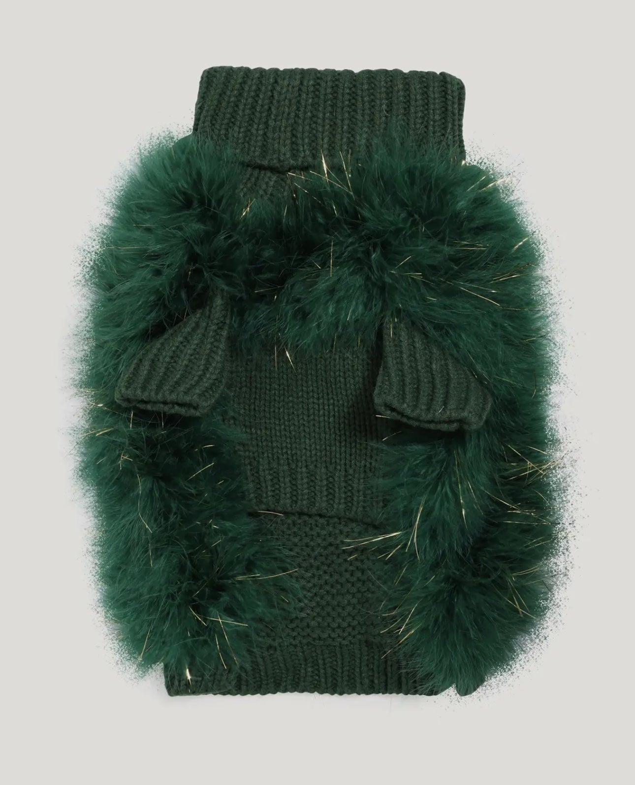 Holiday Glitz Fluffy Feather Pet Sweater - Christian Cowan x Maxbone