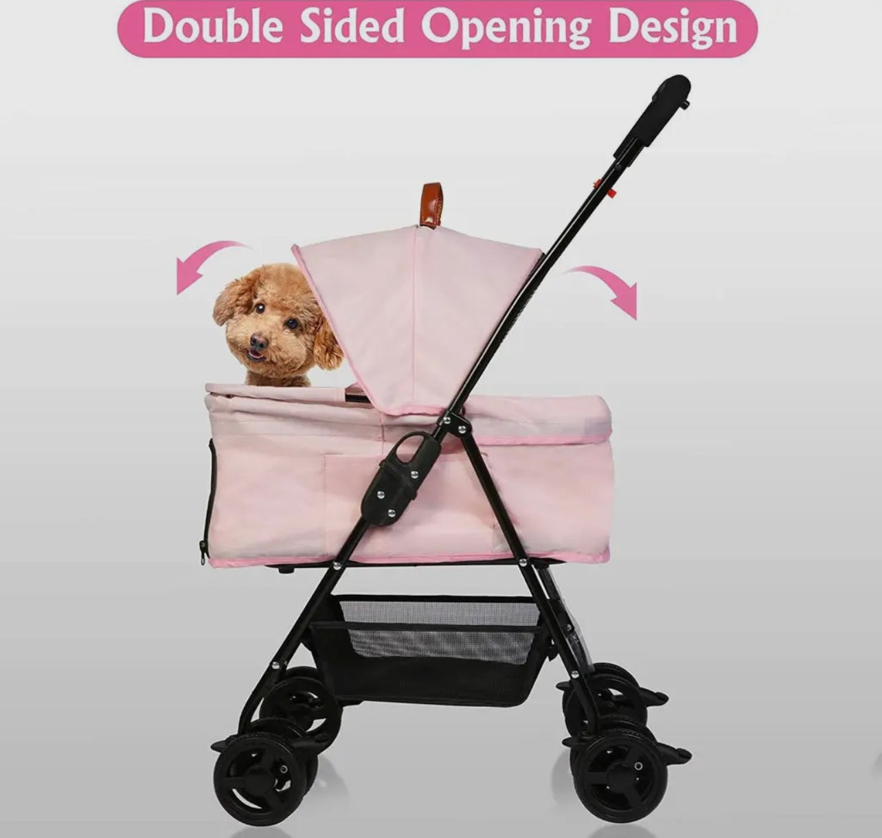 Pink Folding Pet Stroller For Small/Small Medium Dogs and Cats