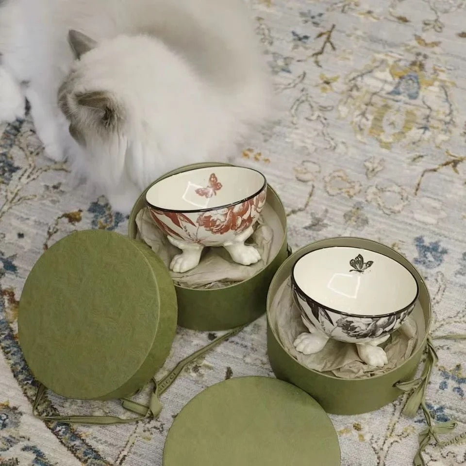 Designer Inspired Ceramic Dog & Cat Food Bowl