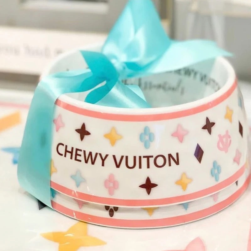 Chewy Vuitton Pet Bowl Set and Placemat