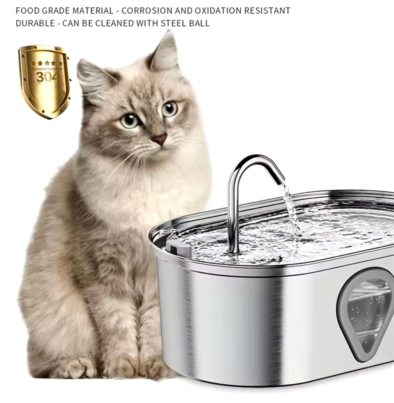 Stainless Steel Automatic Ultra Quiet Pet Drinking Water Fountain with LED Light