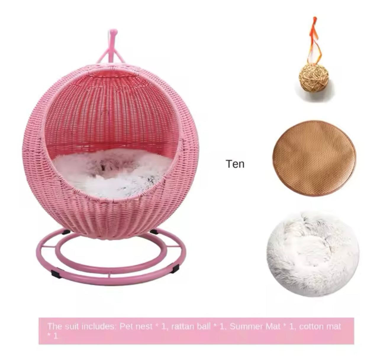 Rattan Round Hanging Pet Basket Bed