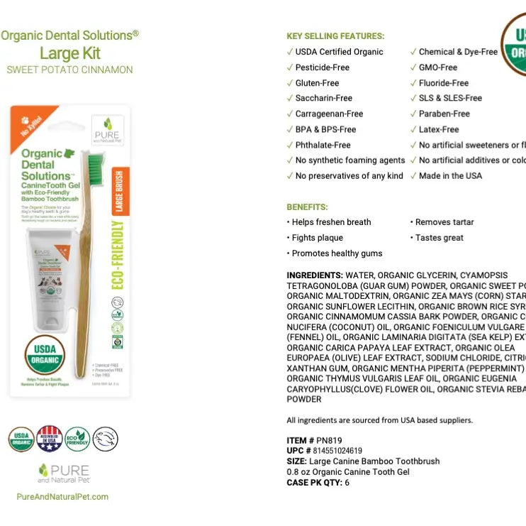 Tooth Gel and Bamboo Toothbrush For Large Dogs
 - Organic Dental Solutions®