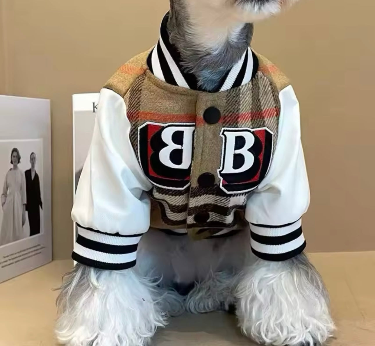 Designer Inspired Plaid Letterman Coat for Small Dogs and Cats