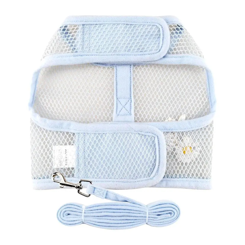 Cool Mesh Blue Daisy Dog Harness With Leash