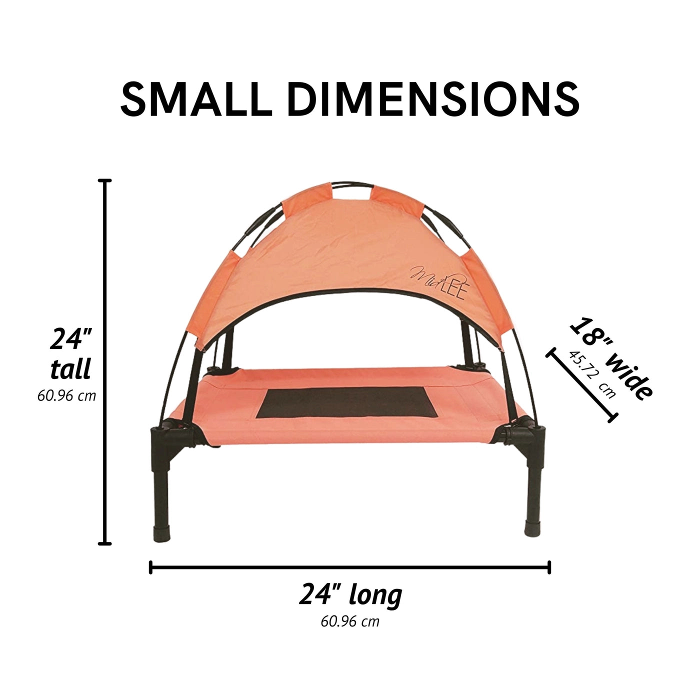 Midlee Salmon Dog Cot with Canopy