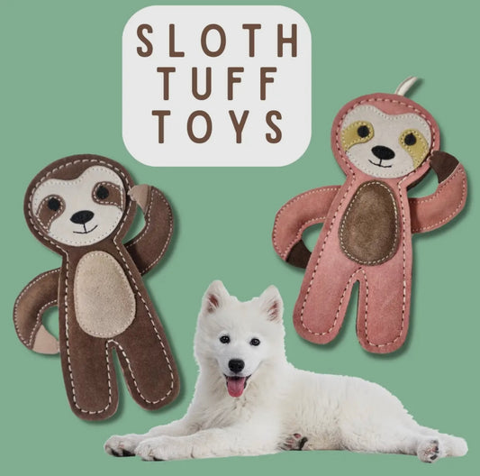 Tuff Toys Pet Friendly Eco-Sourced Sloth Leather Dog Toy