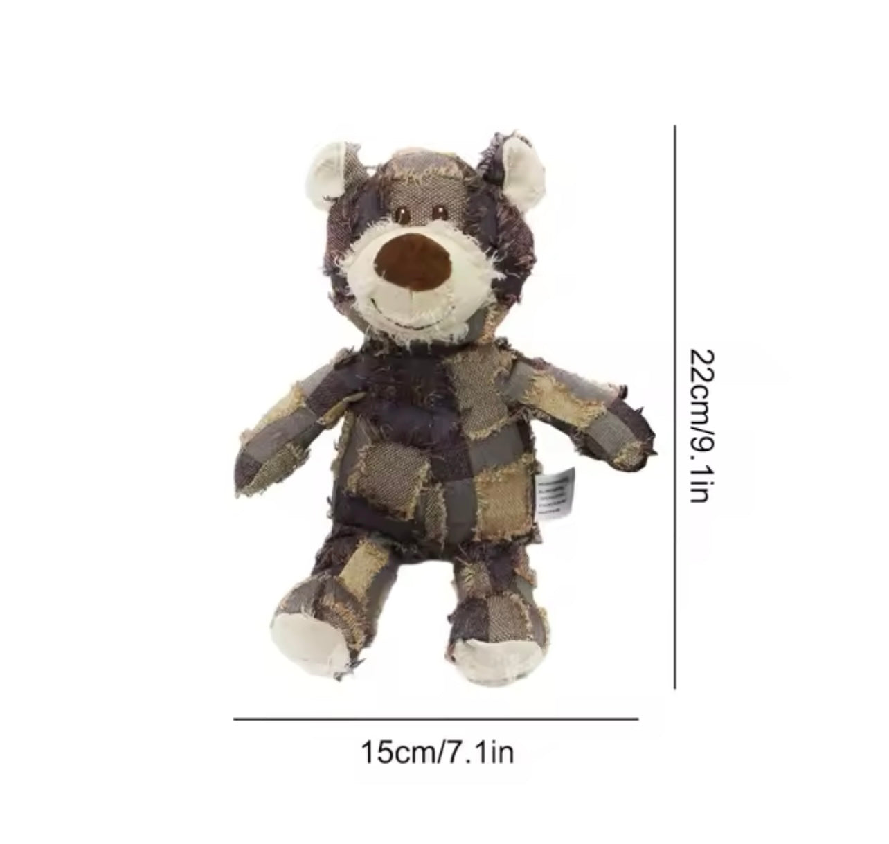 Teddy Bear Denim Plush Interactive Sound Making Dog Toy