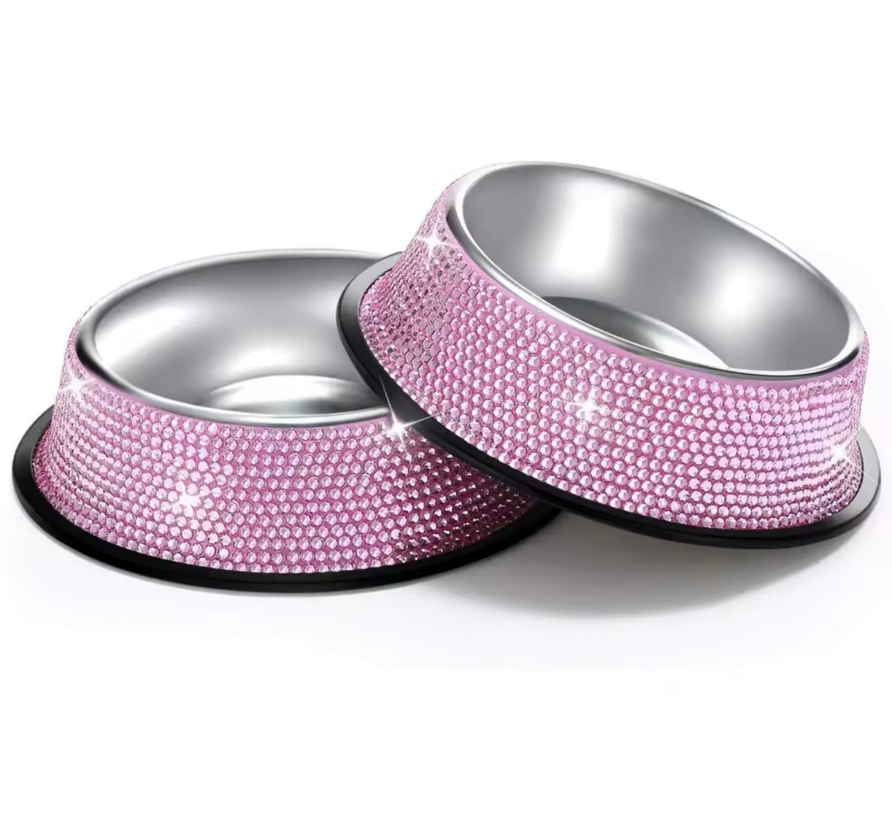 Bling Rhinestone Stainless Steel Dog and Cat Food and Water Bowl