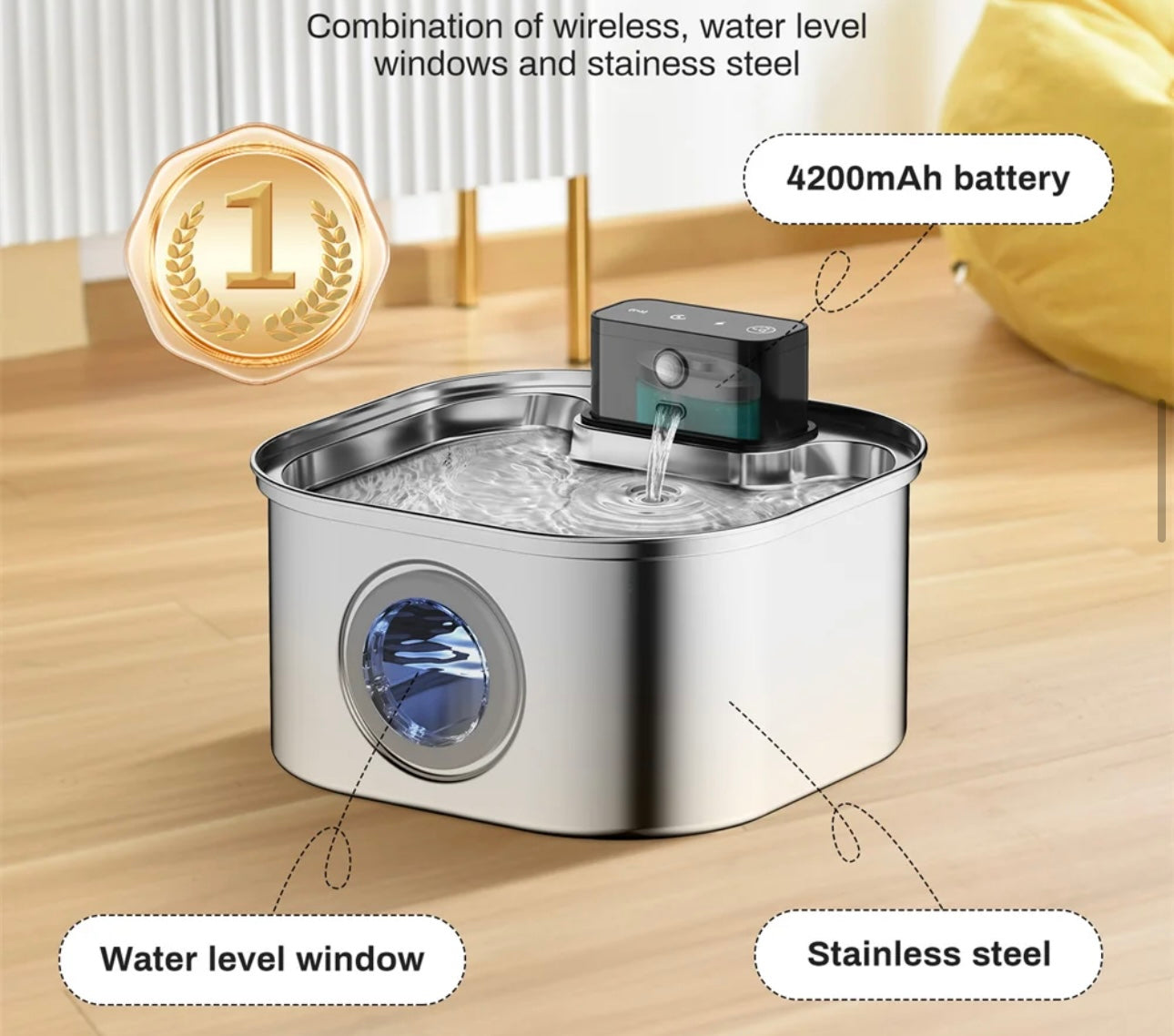 Wireless 3 Layer Filtration Ultra Quiet Drinking Fountain