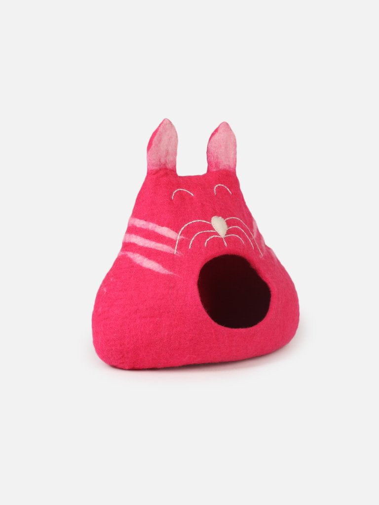Felt Handmade Pink Cat Shaped Cat Cave