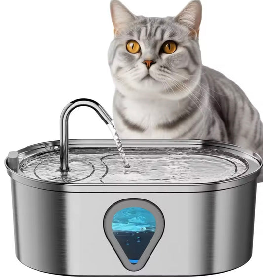 Stainless Steel Automatic Ultra Quiet Pet Drinking Water Fountain with LED Light